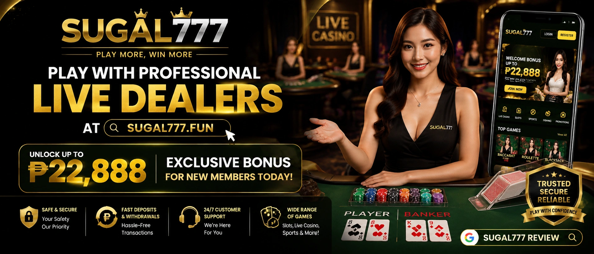 Live casino lobby on mobile