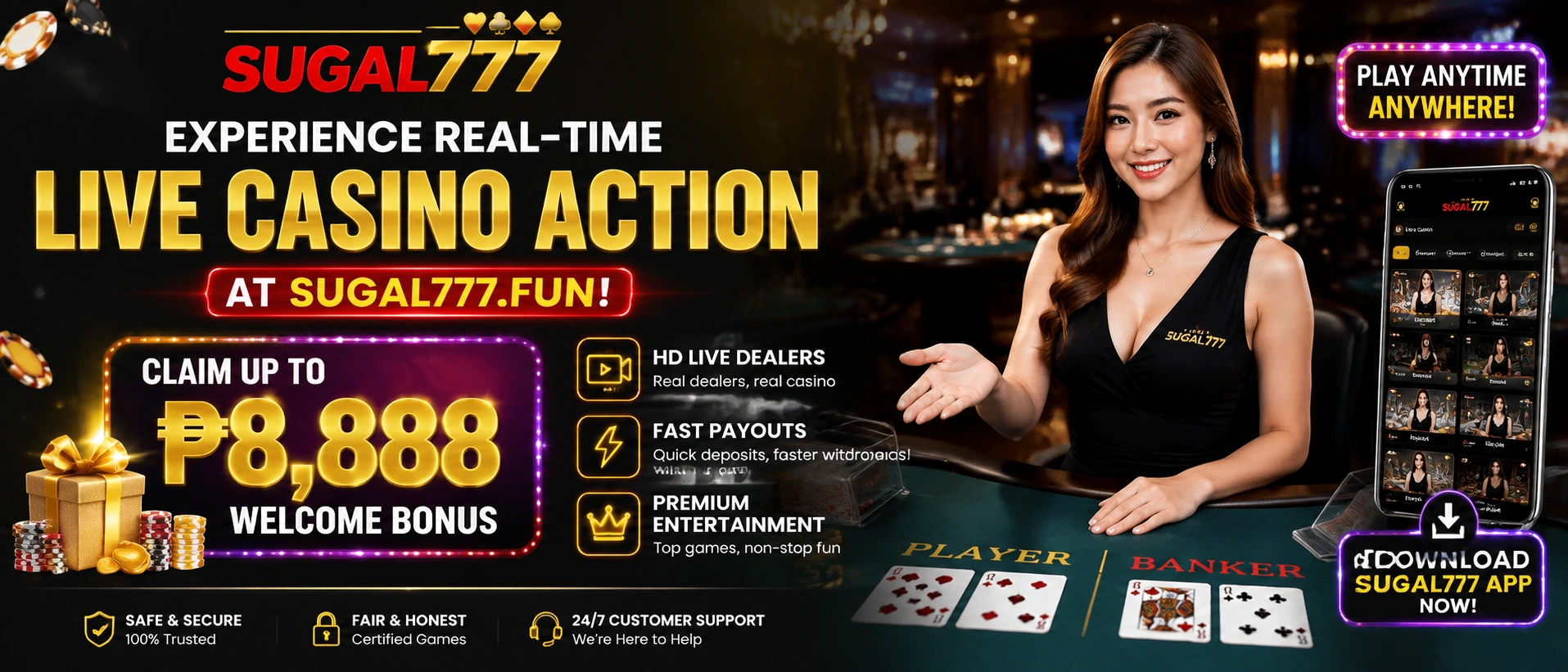 Live baccarat table view